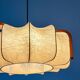 Mid-century cocoon pendant lamp, resin & pine wood, Italy, 1960s