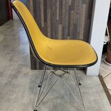 Fibreglass chair skai vinyl DSR Eiffel yellow Eames Herman Miller