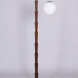 Lampadaire cubisme tchèque restauré, hêtre, acier chromé, Tchéquie, années 1920