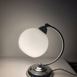 Antique articulated chrome lamp with opaline