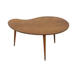 Solid Wood Kidney-Shaped Coffee Table Side Table 1960s