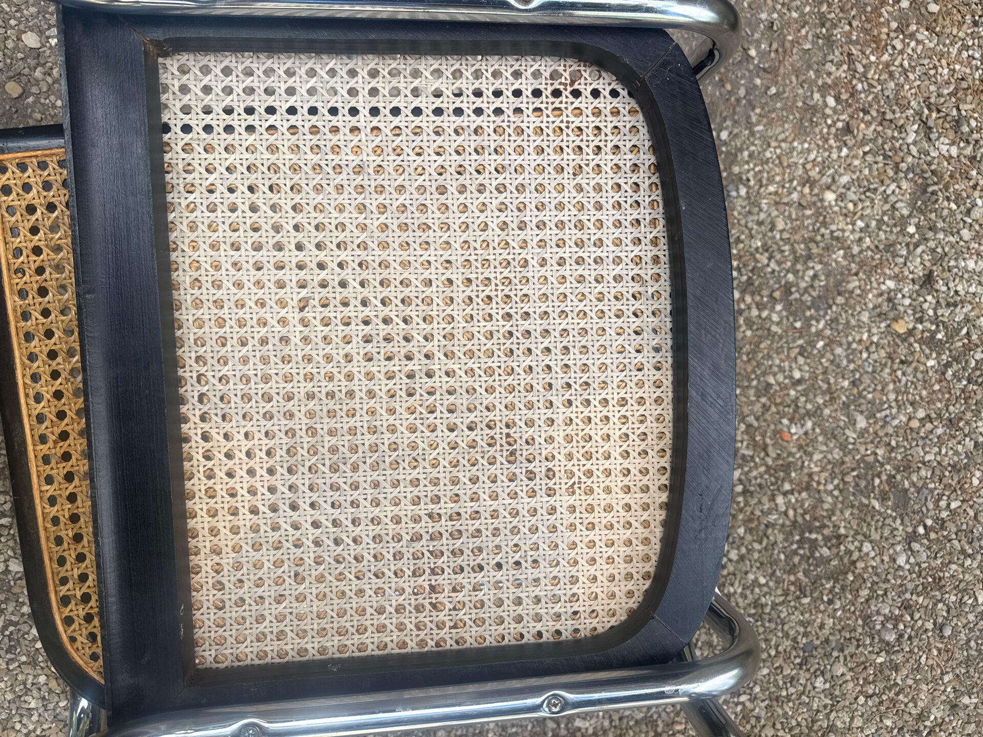 Pair of Marcel Breuer B32 Cesca chairs made in Italy.