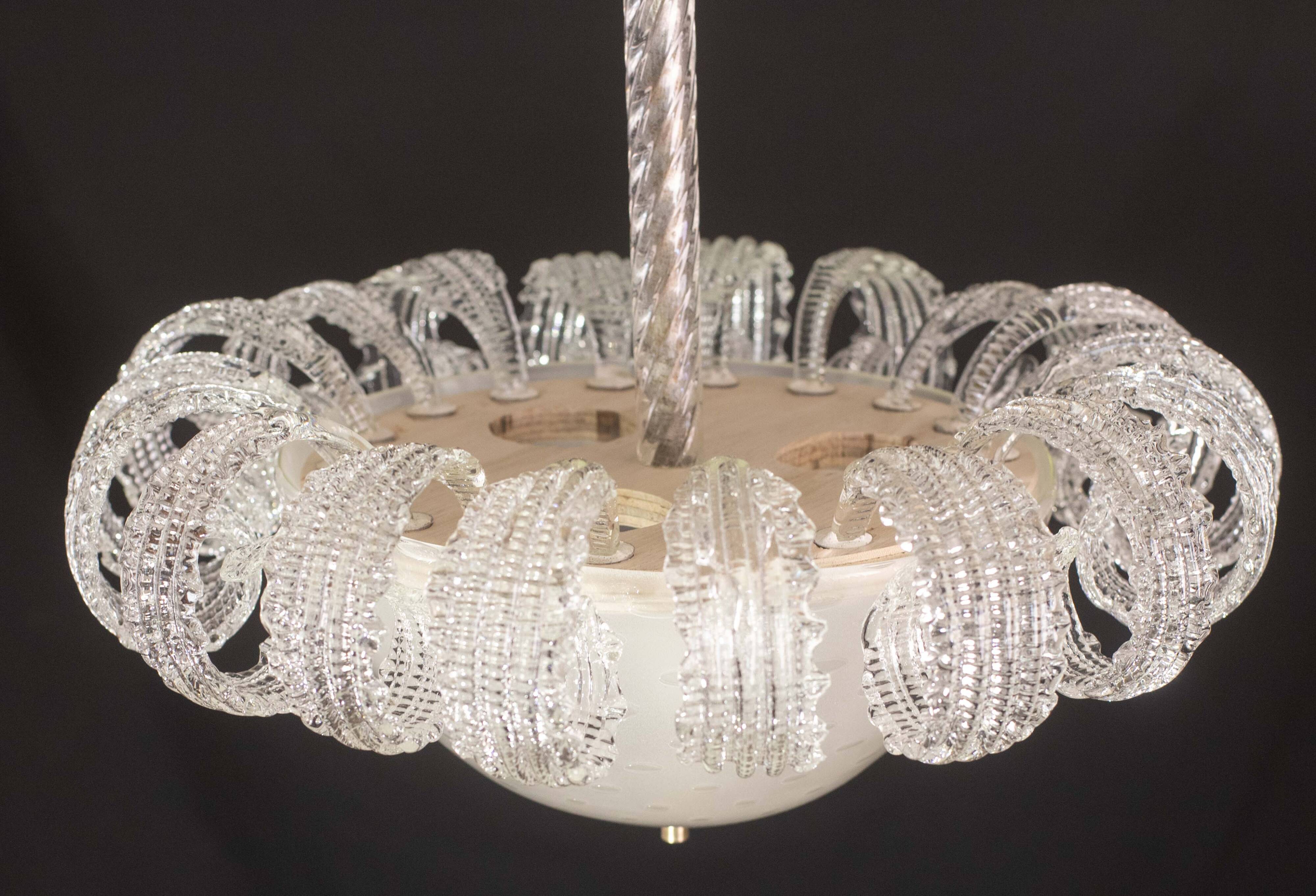 "The Queen" Italian Art Deco Chandelier by Ercole Barovier, 1940