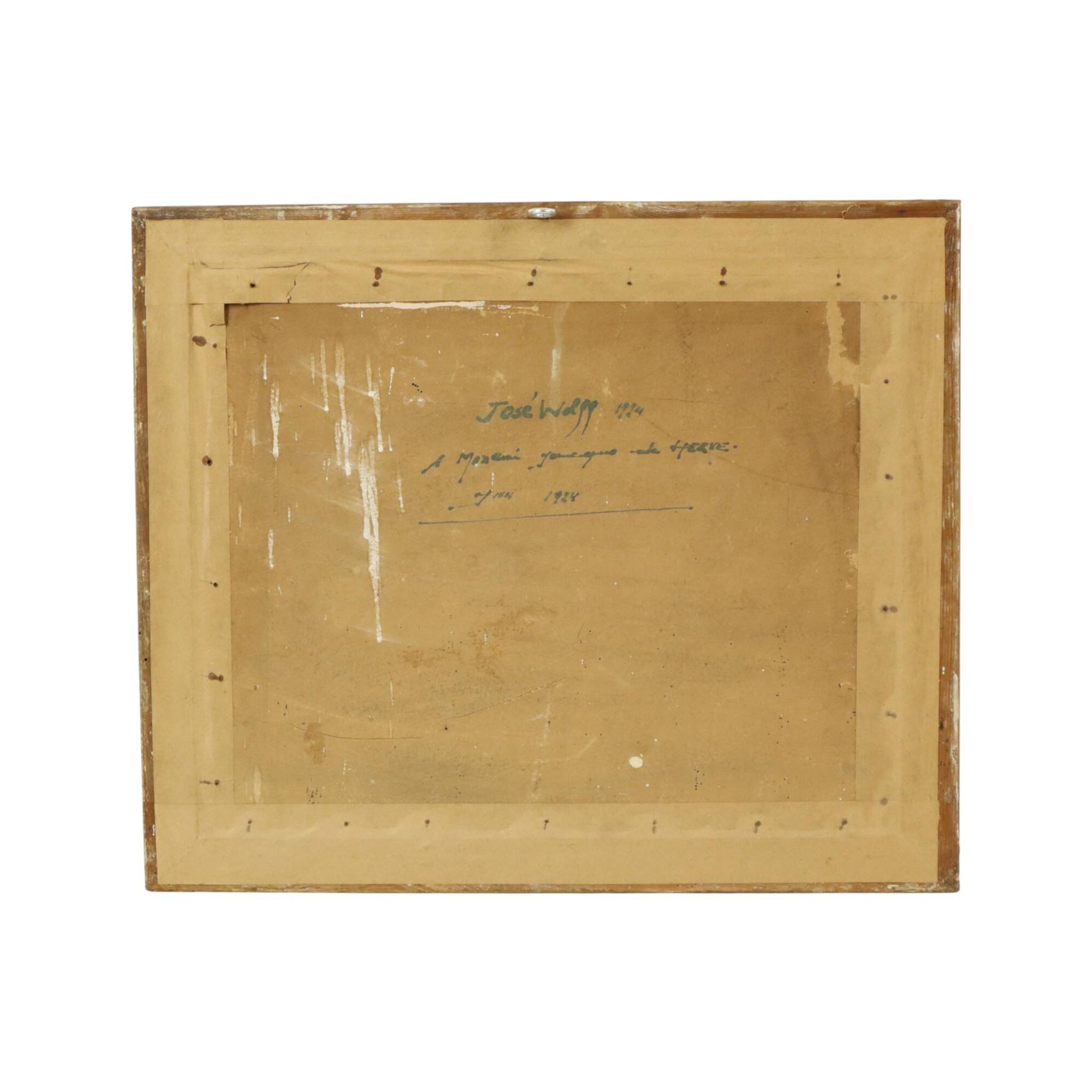 Watercolor José Wolff Art Painting Wooden Baroque Style Frame 1924