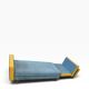 Vintage blue armchair/daybed/sofa bed with yellow accents.