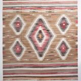 Grand Kilim Vintage Géometrique, Tons Terre & Rouge, Fait Main, 293x386 Cm