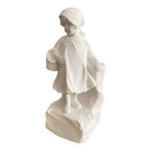 Plaster bookend, little girl in basket