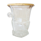 Champagne bucket in cut, engraved, thick crystal, signed "cristal de Lorraine"
