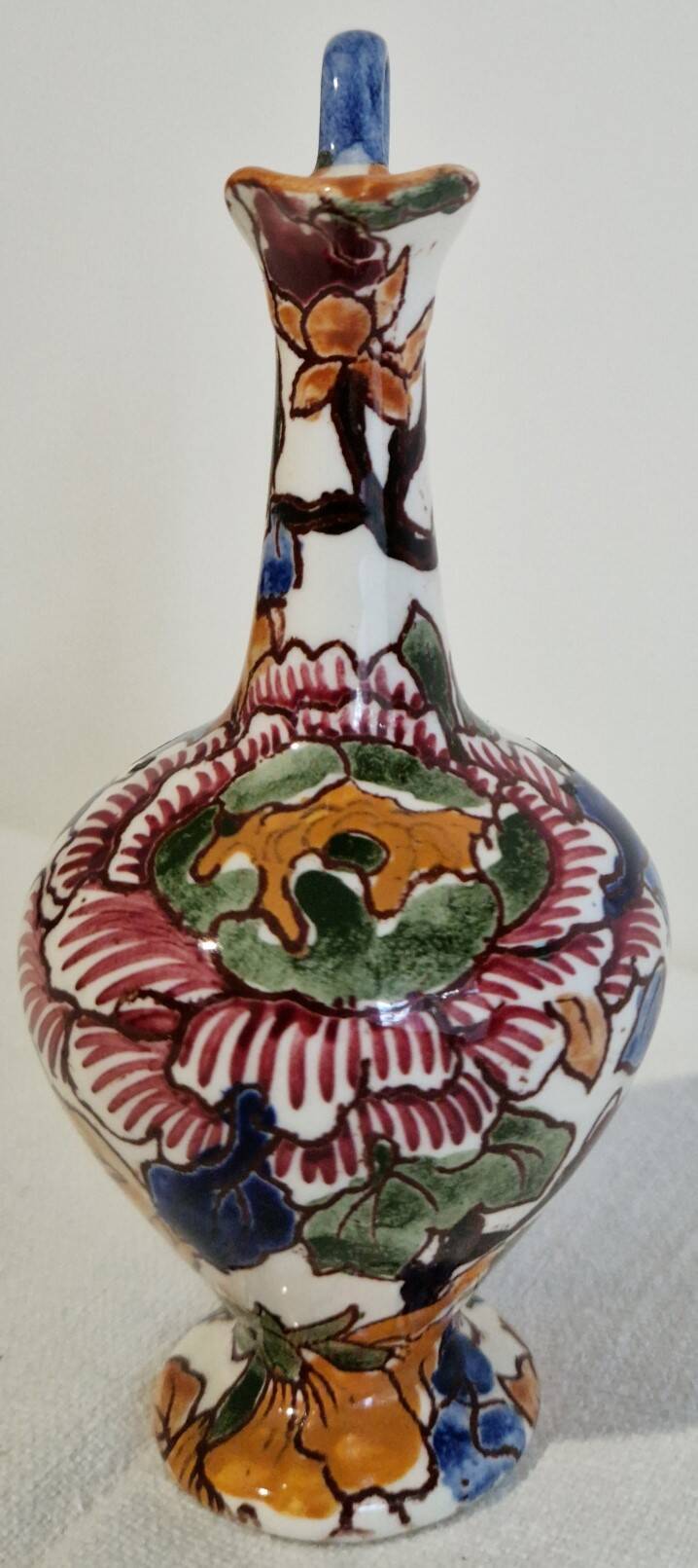 Gien faience miniature jug Renaissance hand-painted Circa 1970