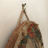 Ceramic mirror decorated with flowers, circa 1960 25x40cm