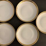 10 hollow porcelain plates from Limoges Bernardaud, gilded Greek decoration, twentieth century