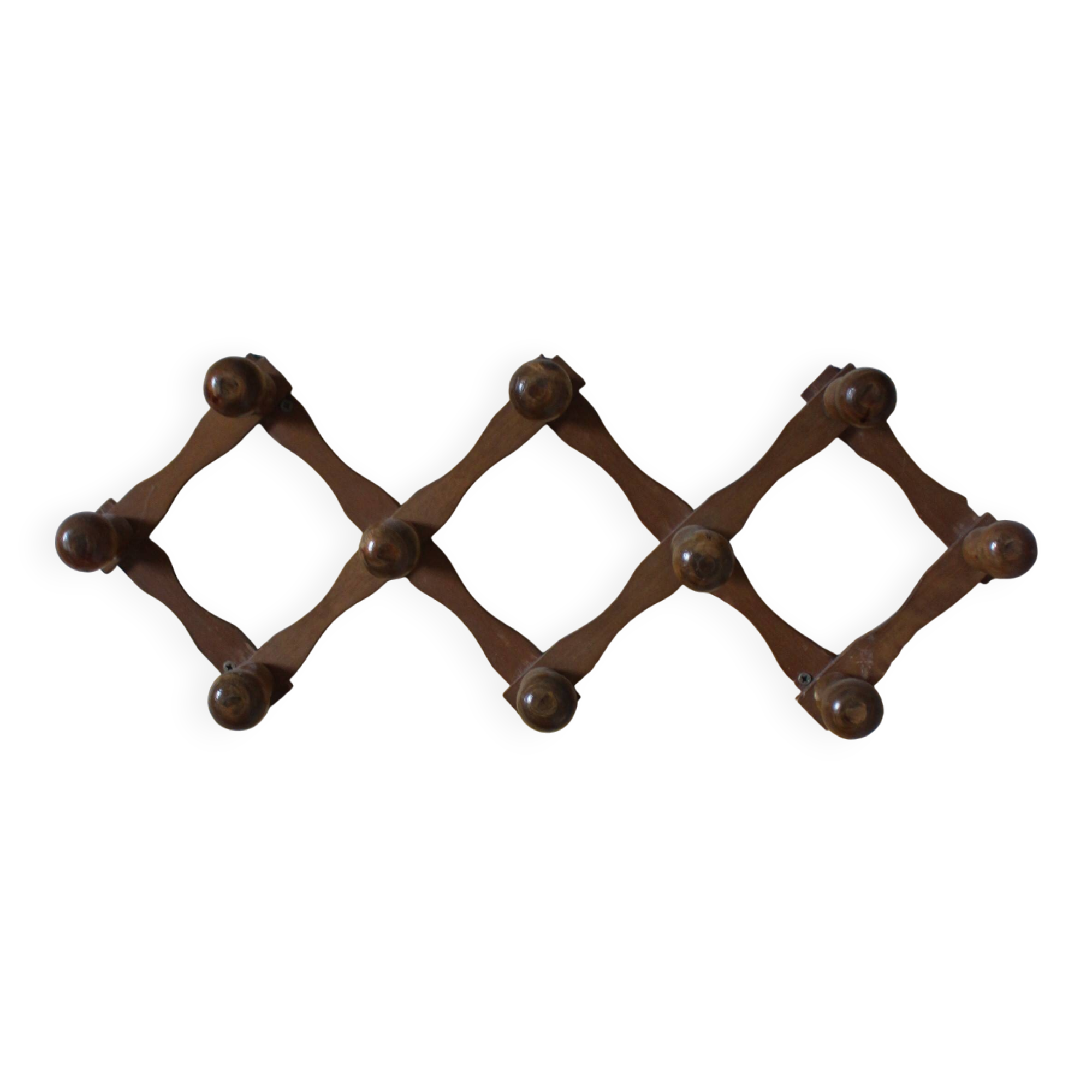 Vintage wooden ball accordion coat rack