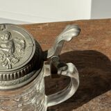 Alsatian beer mug with figurative pewter lid