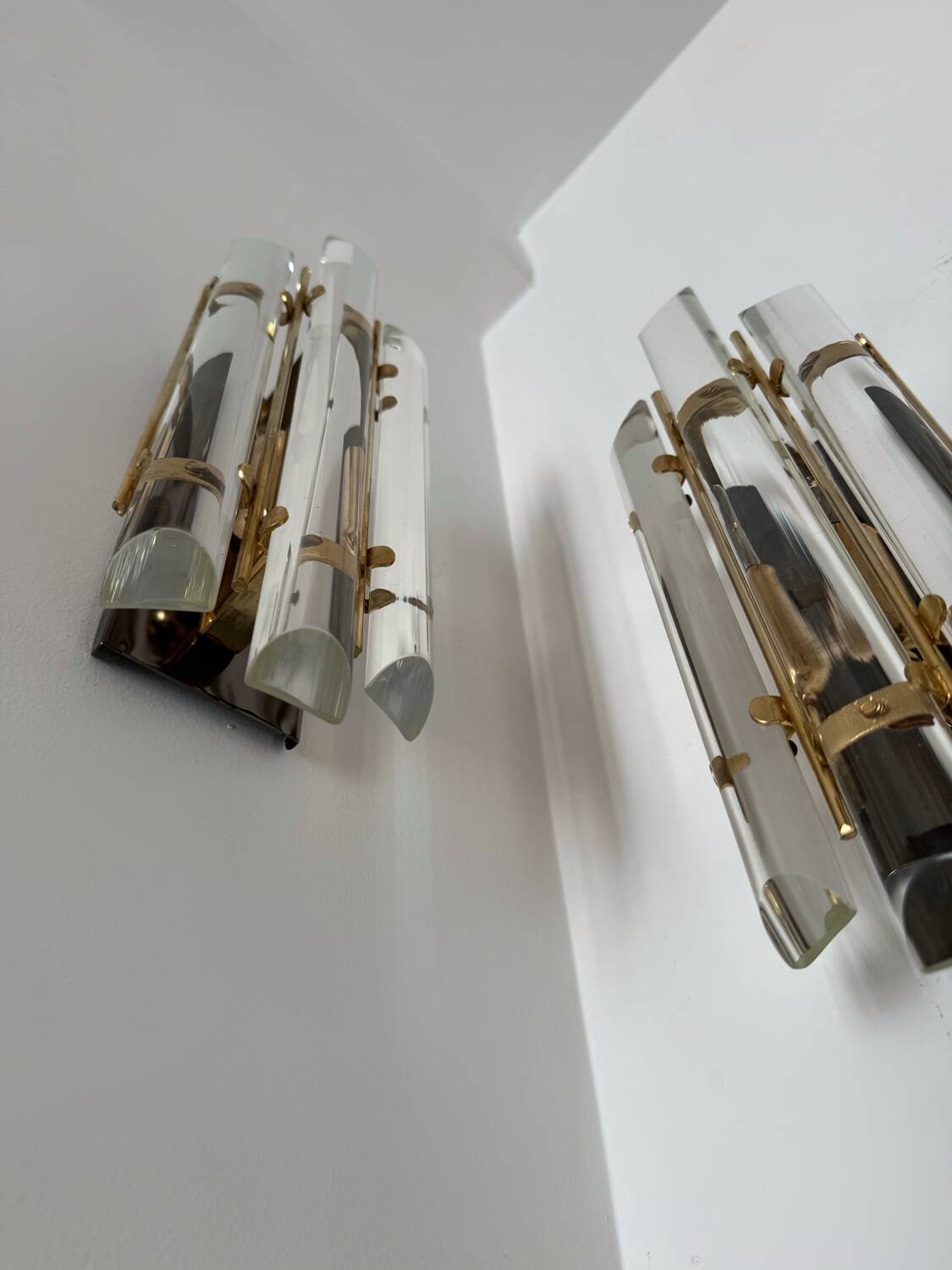 Crystal baguette wall lights from the 80s