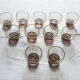 11 ancient digestive glasses in smoked glass 70s