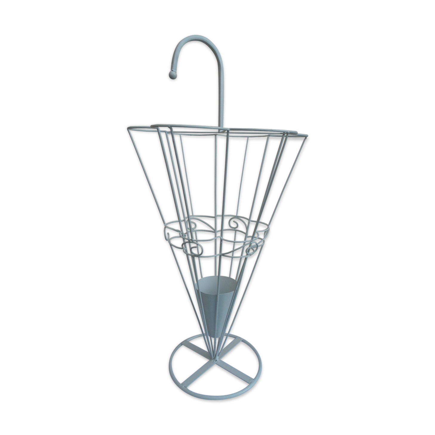 Porte parapluie metal forgé blanc