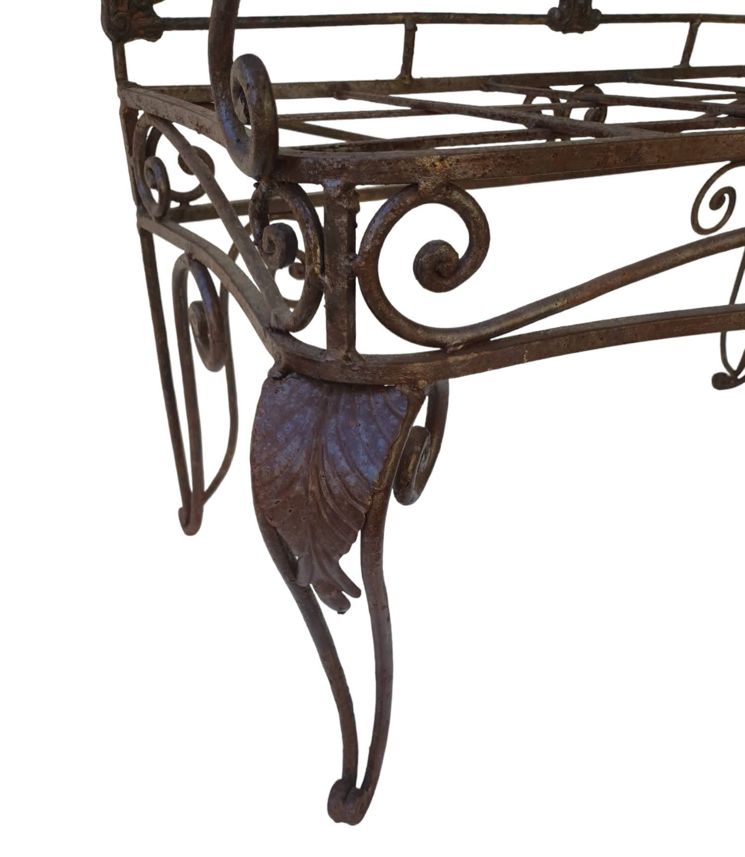 Wrought iron sofa bench