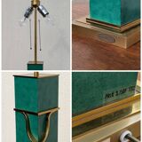 Vintage Jean Roche lamp base, 1980, brass & green