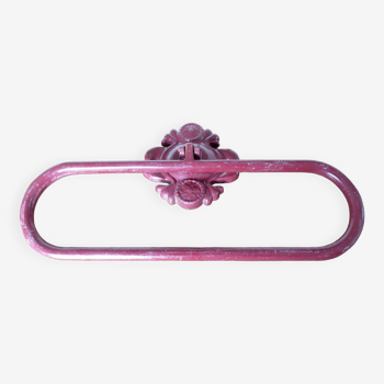 Towel rack, Art Deco, in burgundy enameled cast iron from the 30s and 40s