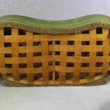 1940s Danish Curved Green Buttoned Sofa
