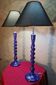 pair of twisted wooden lamps purple electric check 62x30