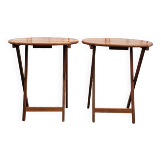 Set of 2 teak folding tables