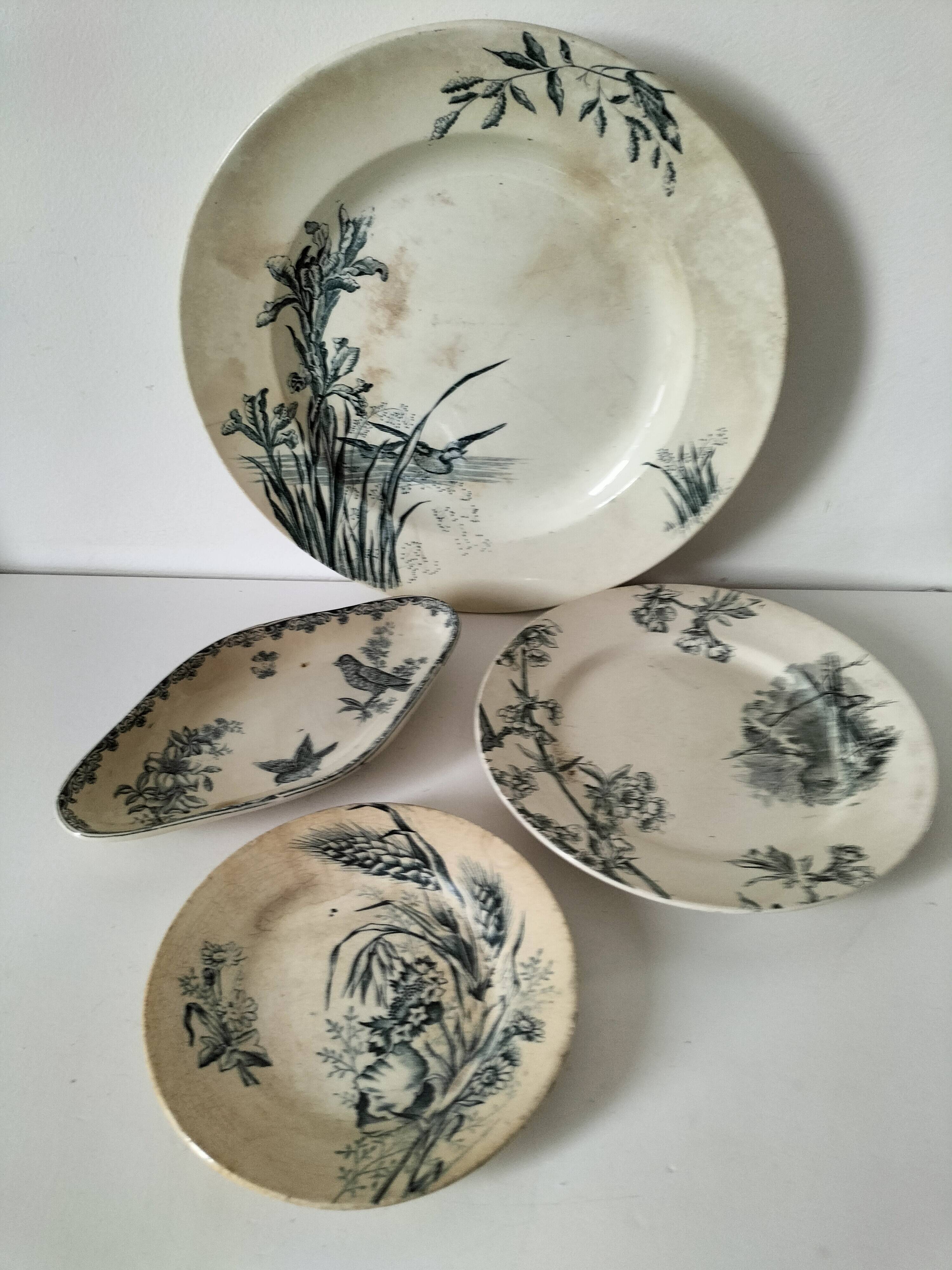 Set of 4 ancient iron lands – naturalistic decorations – around 1890-1910
