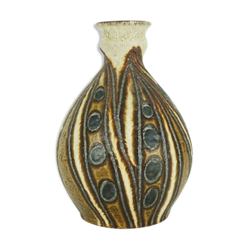 Vase mi-siècle Bay Keramik modèle Fat Lava avec motif circulaire et ondulé des années 1970.