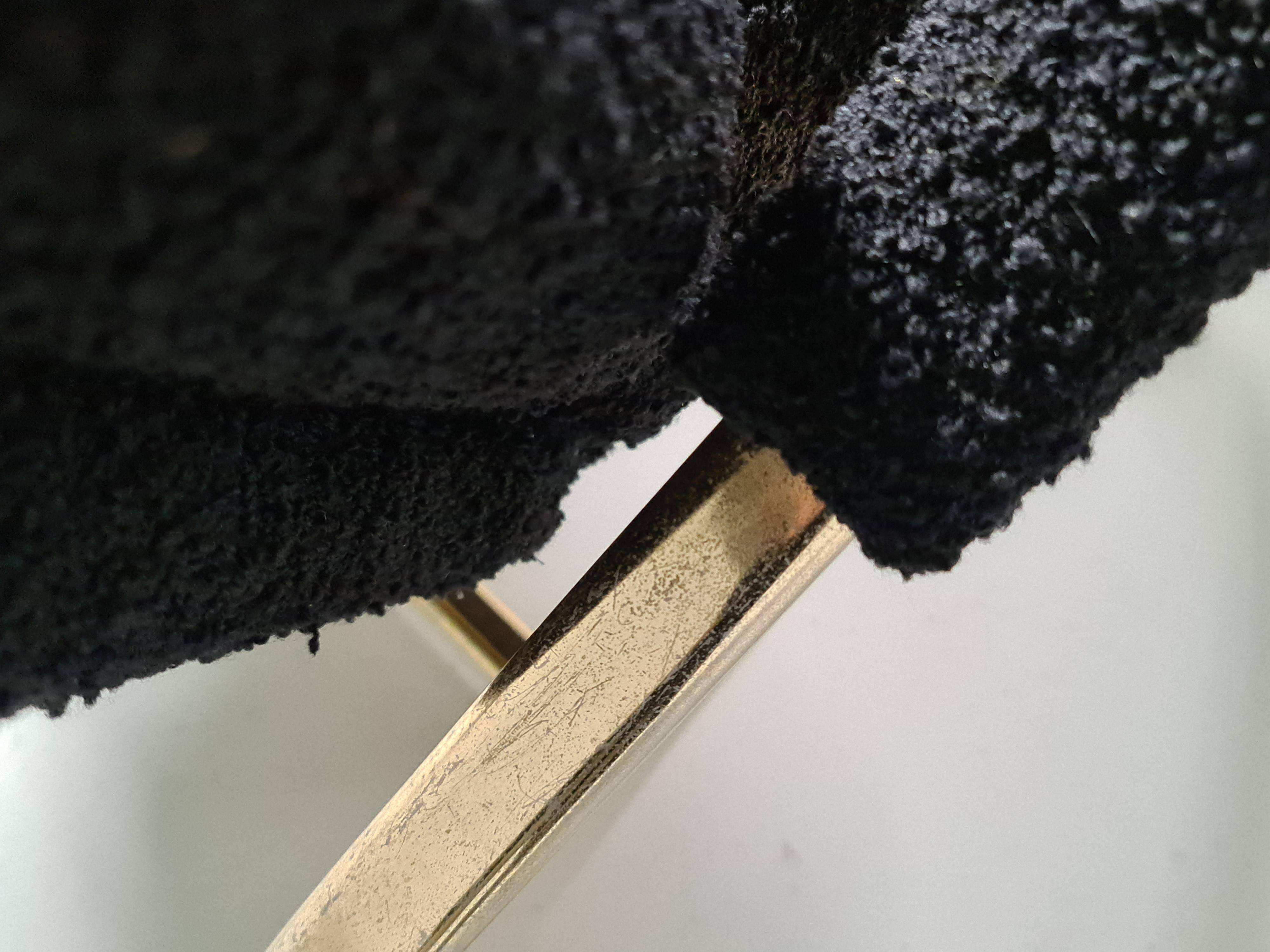 Modern mid-century rocking chair in brass by Guido Faleschini Black Boucle