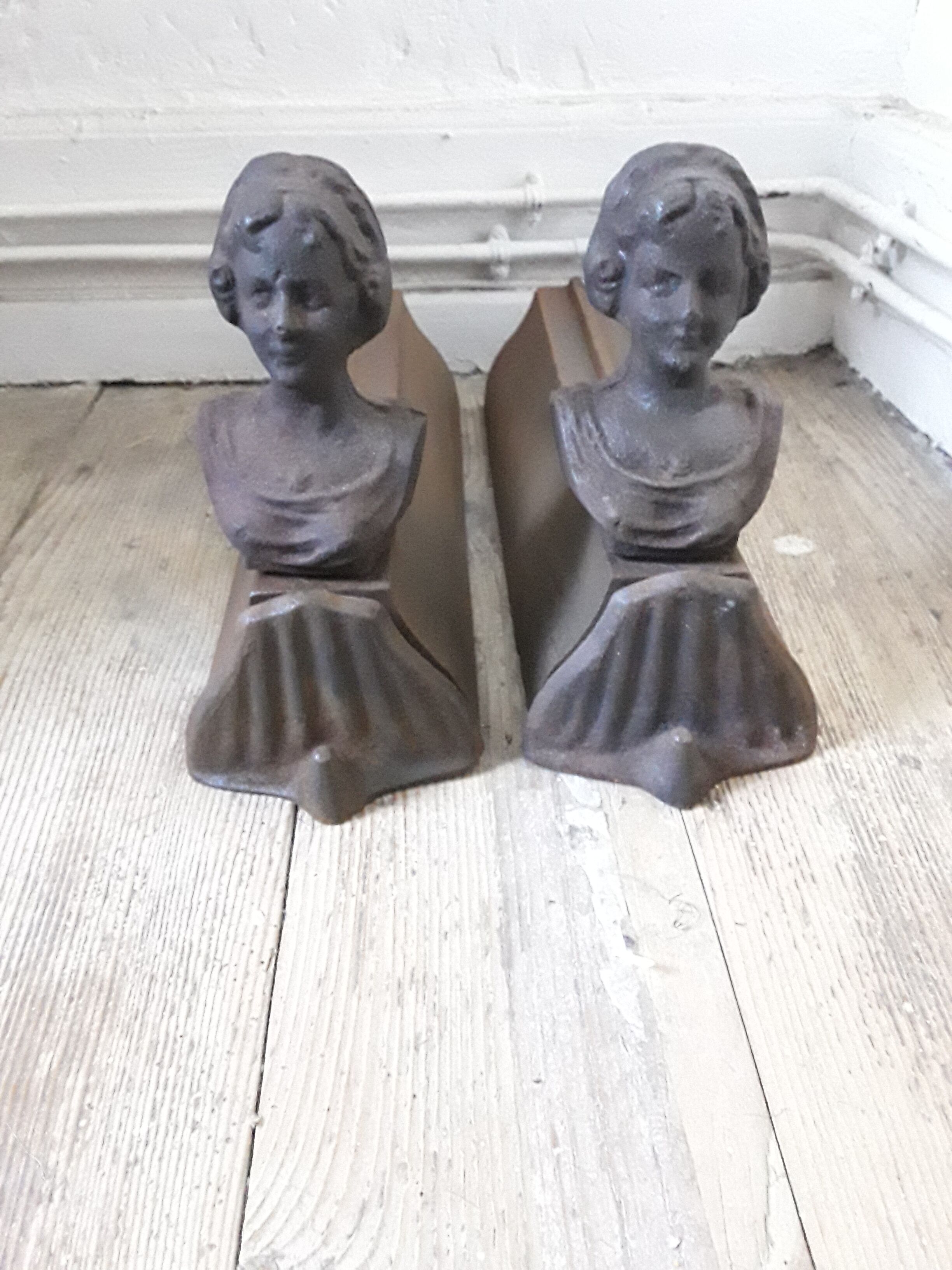 19th century cast iron chenets