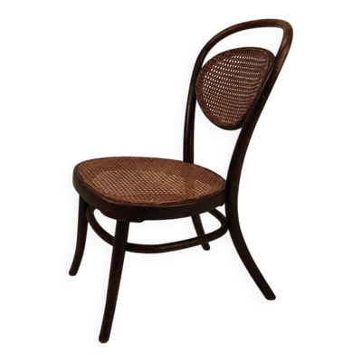 Chaise de nursing en bois cintré et en osier par J&J Kohn, 1910