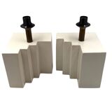 Hollywood regency set of 2 ceramic table Lamps, France 1970s