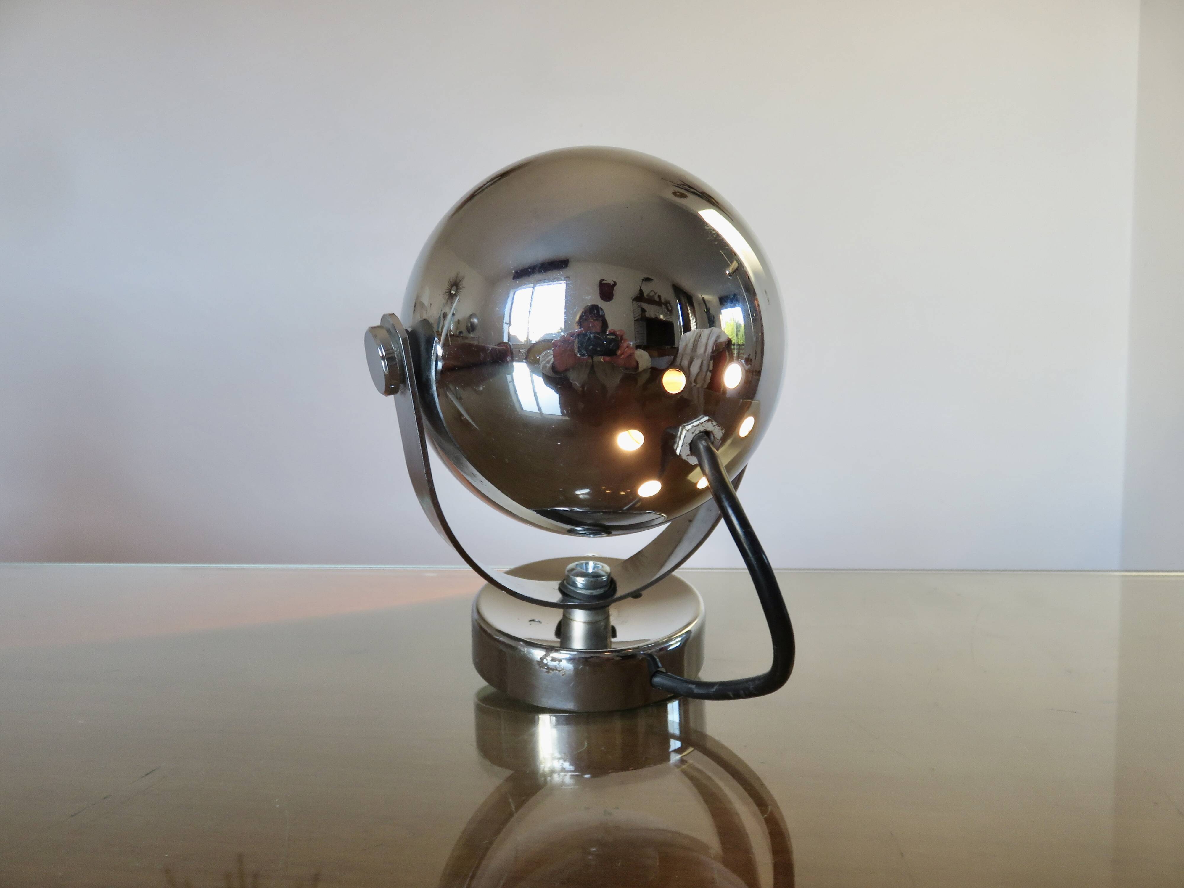 Pair of chrome "eye ball" wall lights 1970