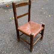 Children's chair made of solid wood and genuine leather