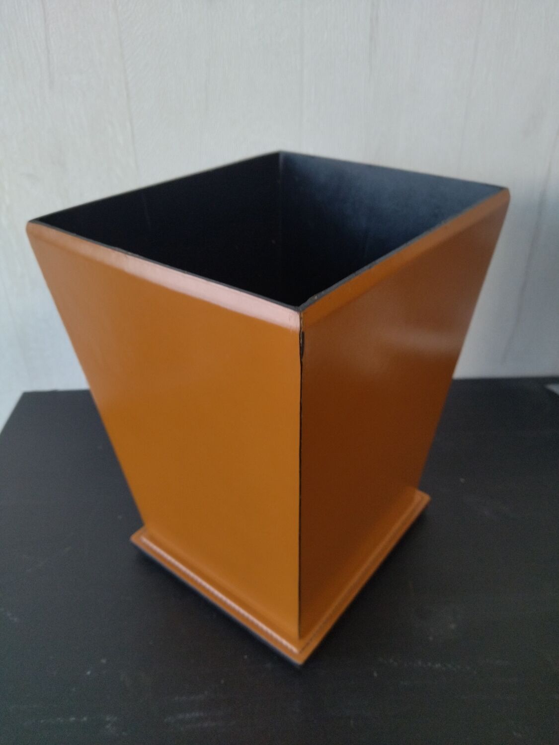 Leather wastebasket