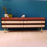 Commode / commode et tables de chevet - années 1960 - laiton faux cuir