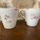 Set of 2 old porcelain cups with their saucer