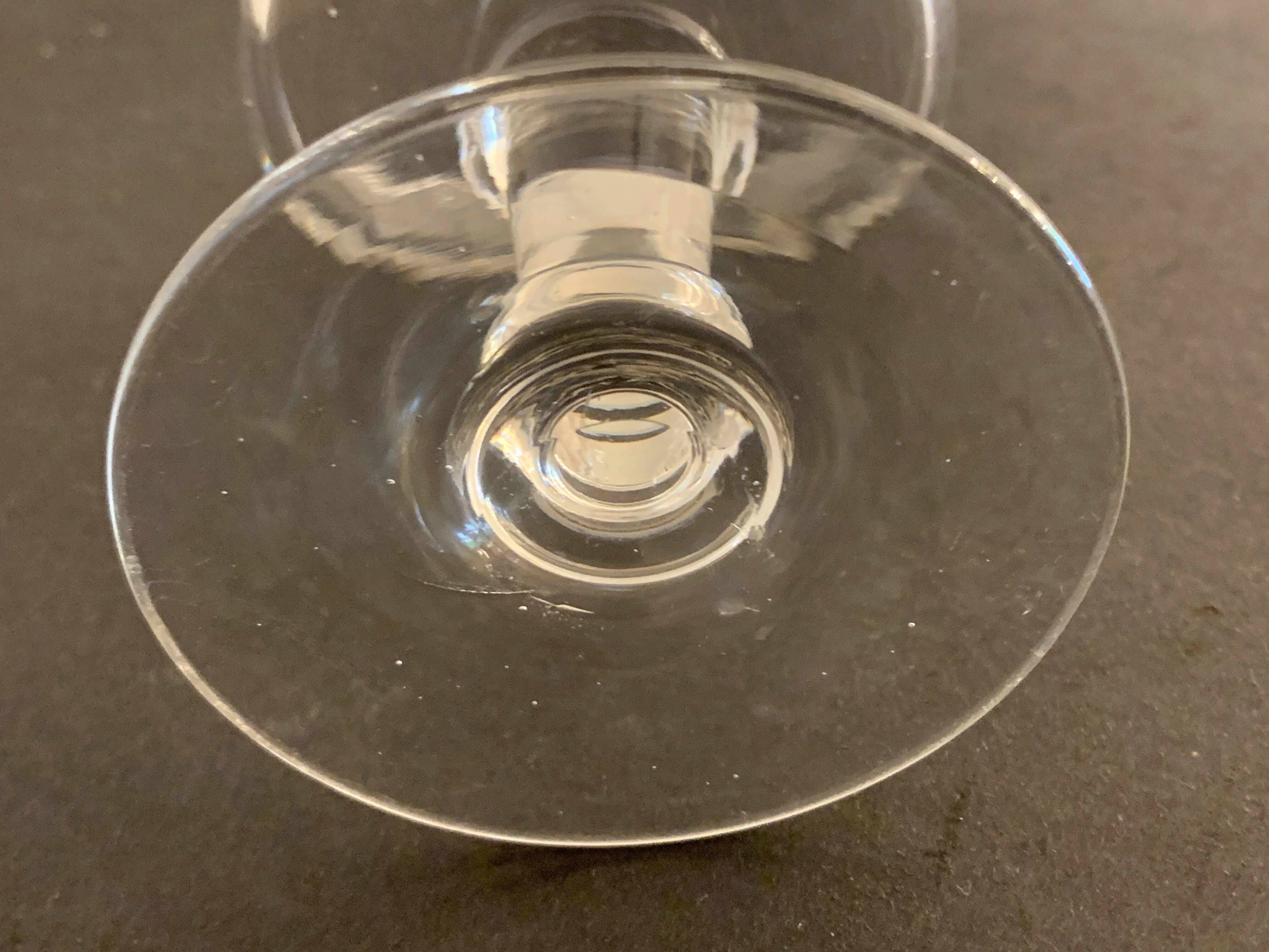 3 old champagne cups in blown and bubbled glass