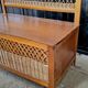Vintage wood and rattan toy chest bench