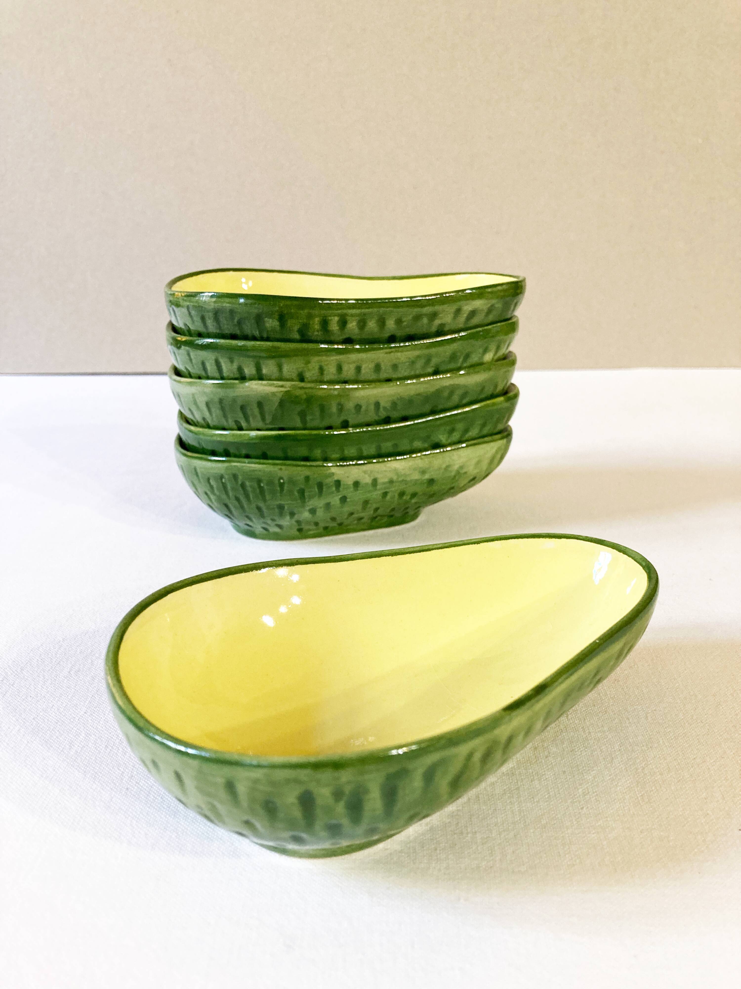 6 ceramic avocado ramekins Made in Portugal
