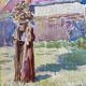 Watercolor painting "The Garden of the Village Blooms" signed on Arches paper