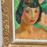 Huile sur toile par Emile Compard portrait de femmes et composition