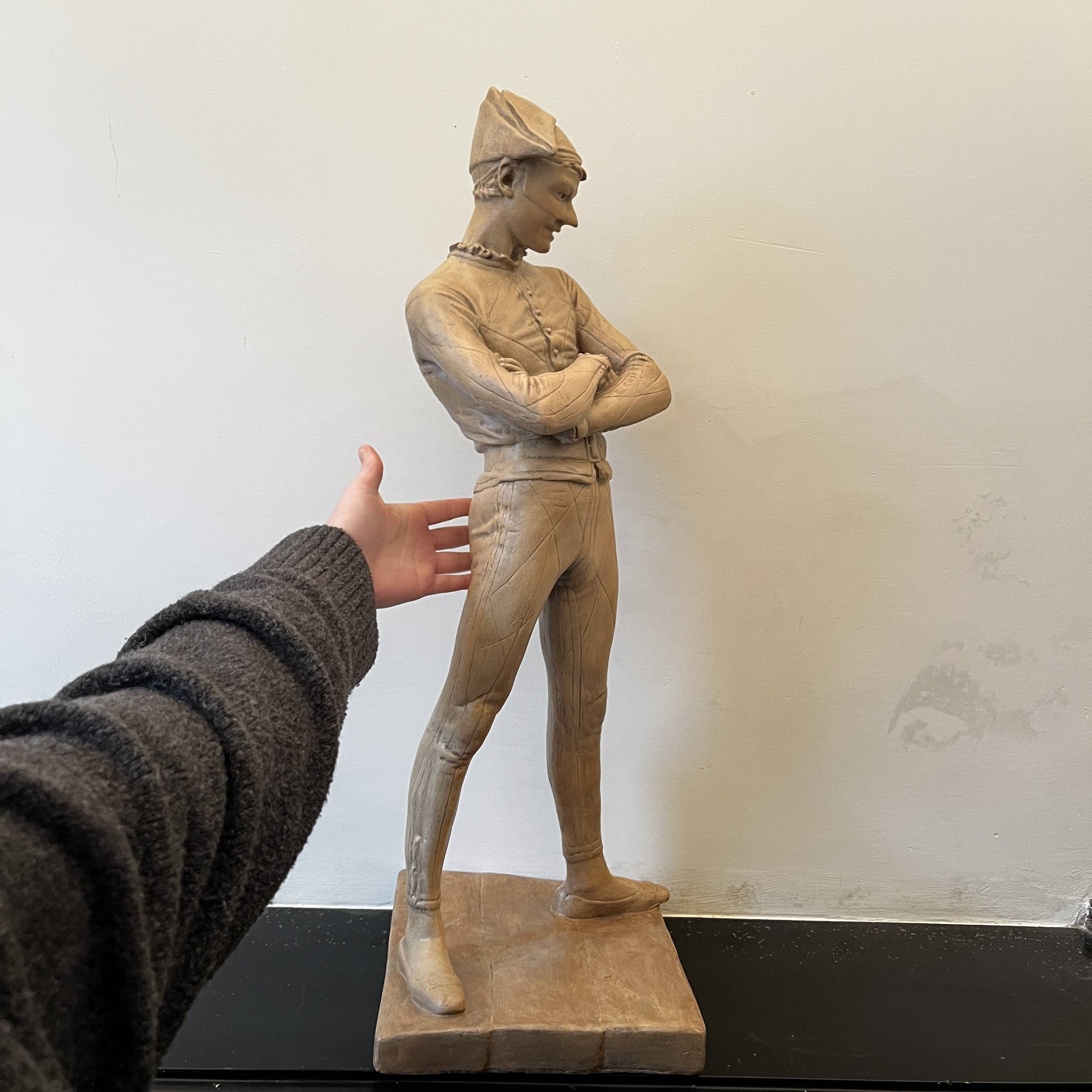 Charles René de Saint-Marceaux 'Harlequin' terracotta sculpture, 19th century