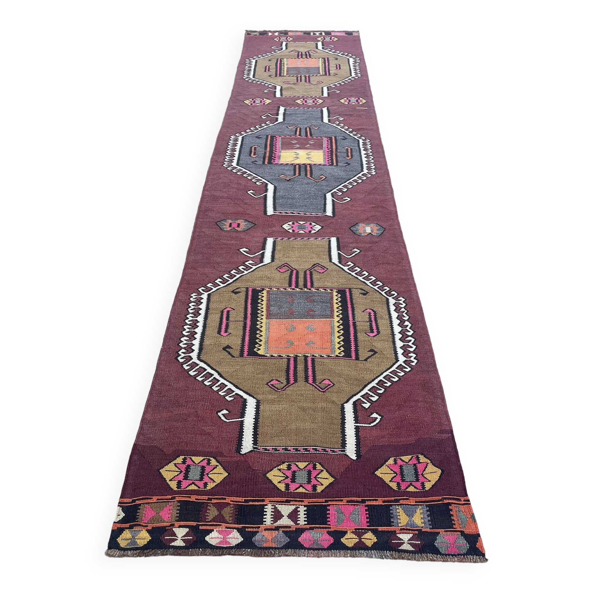 Handmade Large Colorful Hallway Rug