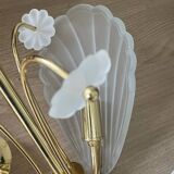 Frosted shell and gilded metal chandelier