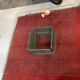 Designer coffee table in metal and glass top (120x120cm)