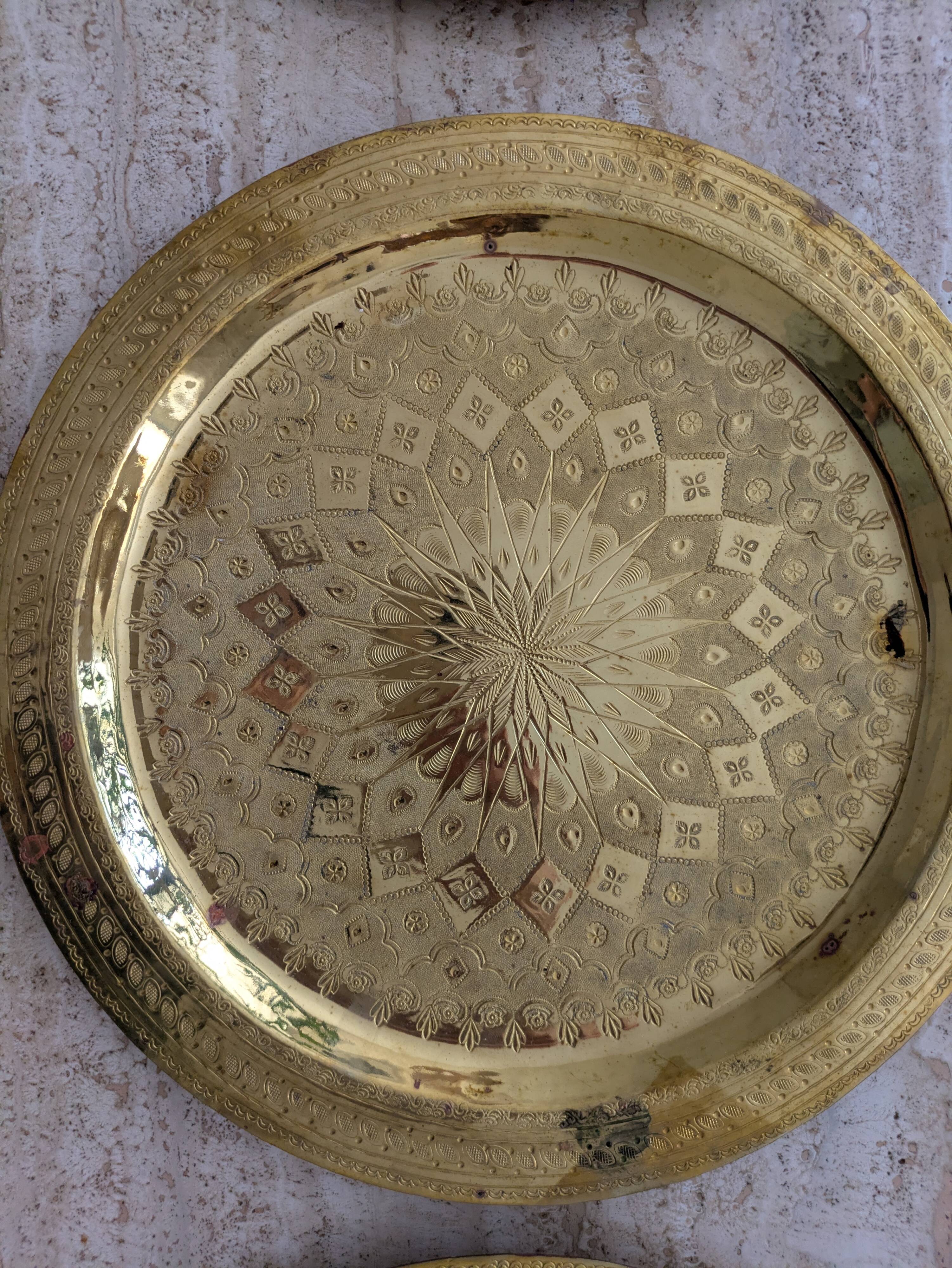 Set of 7 Vintage Brass Wall Plates