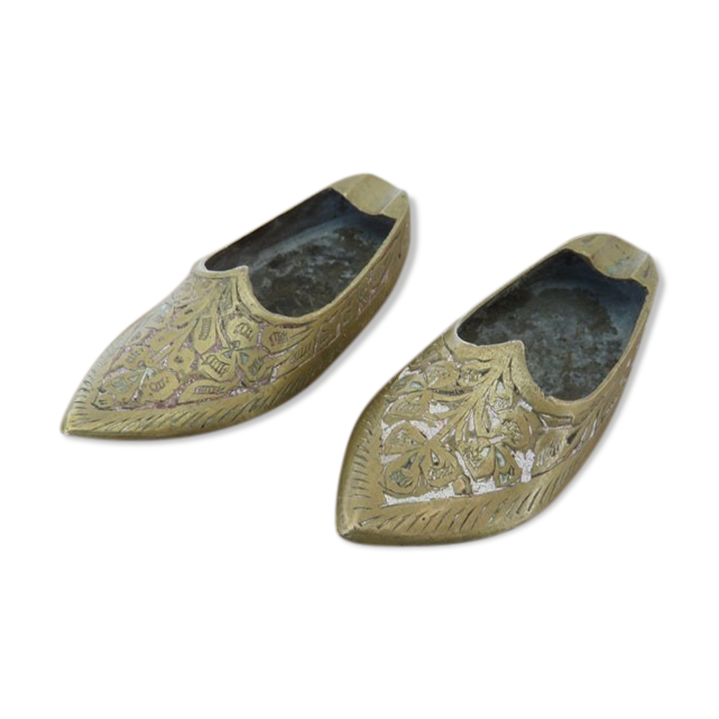 Pair of brass slipper ashtrays 60s 70s