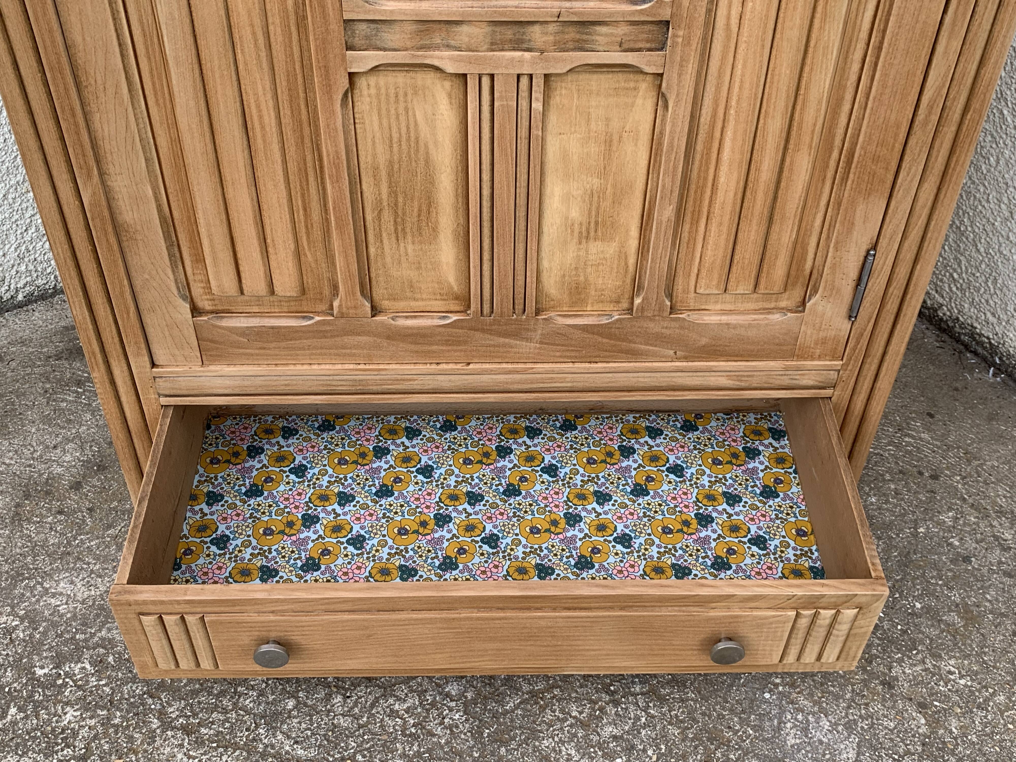 Parisian wardrobe art deco wood brut