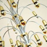 Post-modern chandelier with 24 lights in chrome and gold metal, Germany, 1970.